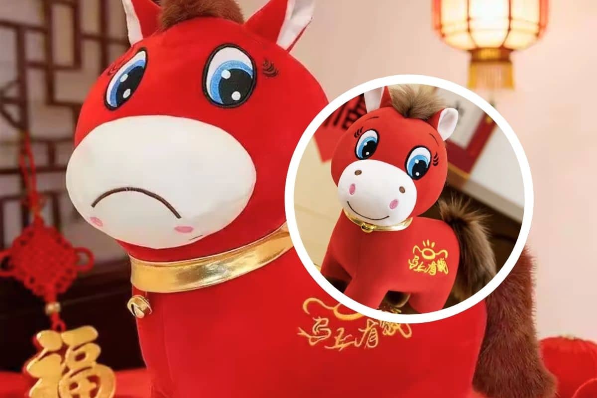 sad crying horse plush toy chinese new year