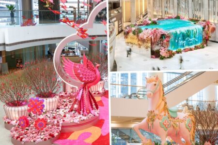 chinese new year display at ifc mall, landmark and pacific place in hong kong