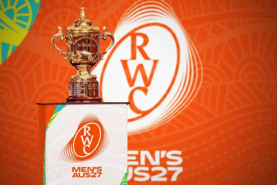 A close-up of the Rugby World Cup trophy (Rugby World Cup 2027)