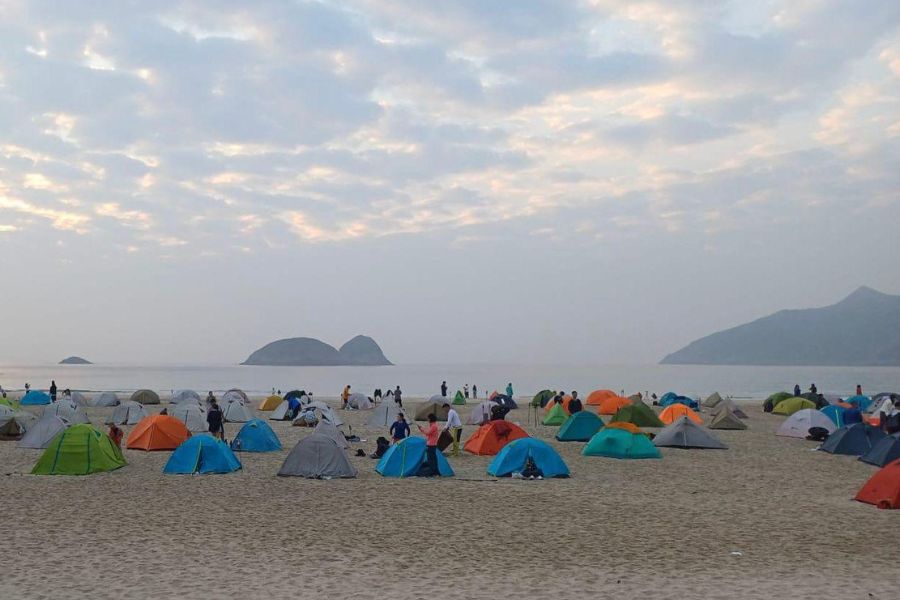 Tents on Ham Tin beach in Sai Kung during Chinese New Year 2026 (ACFD)