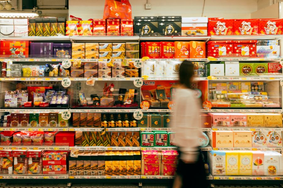 Colourful gift and snack shelves inside Wellcome nostalgia store (Wellcome - Jin Communications)