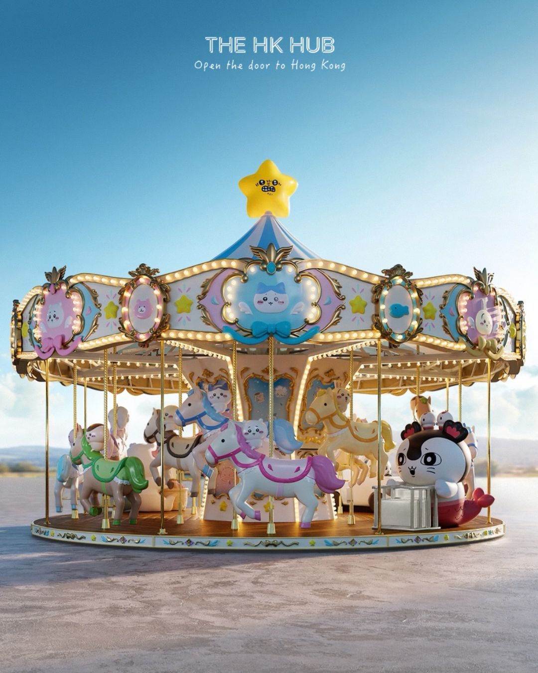 Chiikawa carousel concept during day time (AllRightsReserved)