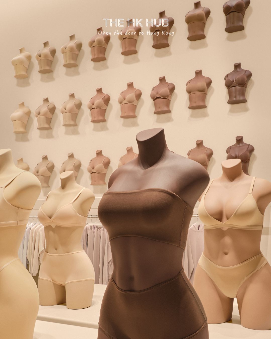 SKIMS mannequins and shapewear display inside the upcoming Hong Kong store (Lane Crawford)