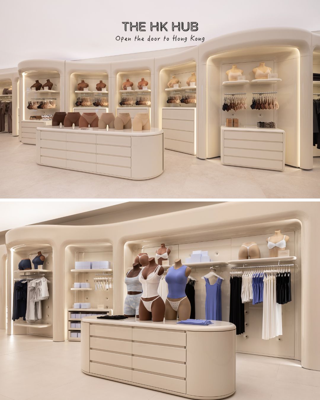 Inside the upcoming SKIMS store with cream interiors and bodywear displays (Lane Crawford)