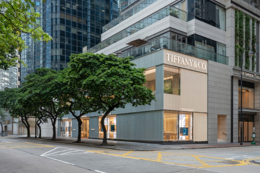 Exterior of the new Tiffany & Co. store at Lee Gardens in Hong Kong