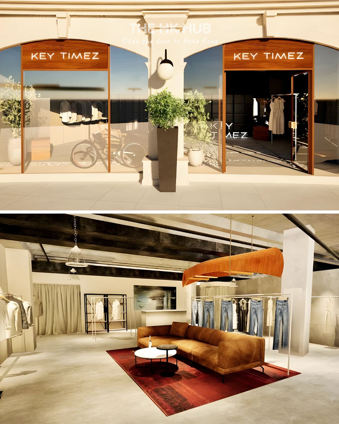 KEY TIMEZ Hong Kong store design showing the storefront and interior at 1881 Heritage in Tsim Sha Tsui (Tokyo Base)