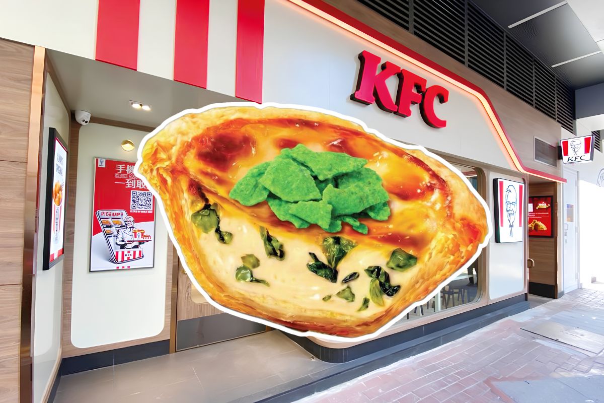 KFC Gives Its Egg Tart A Very Green Coriander Twist This July kfc hong kong very very coriander egg tart