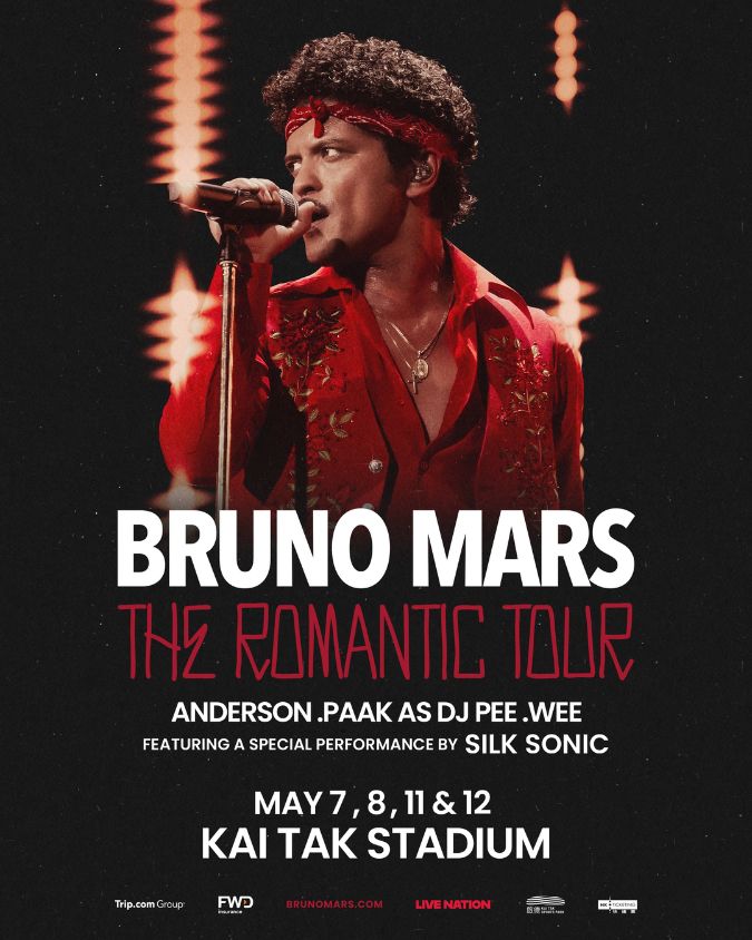 bruno mars the romantic tour hong kong concert poster