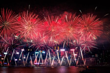 firework over victoria harbour