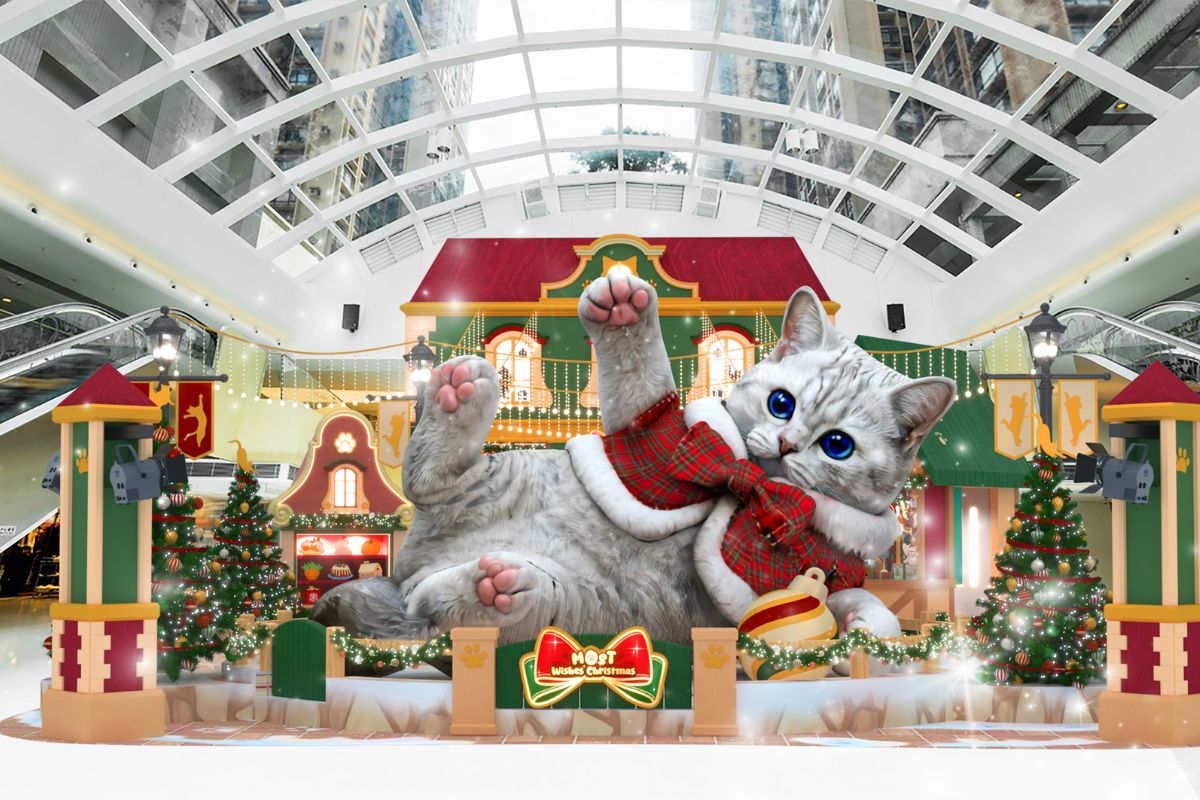 Ma On Shan Mall MOSTown Unveils An 8-Metre Moving Cat And A Feline Christmas Village From November 7 giant cat mostown christmas village hong kong