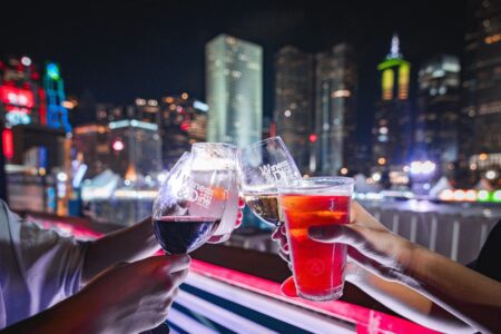hong kong wine and dine festival glasses cheering